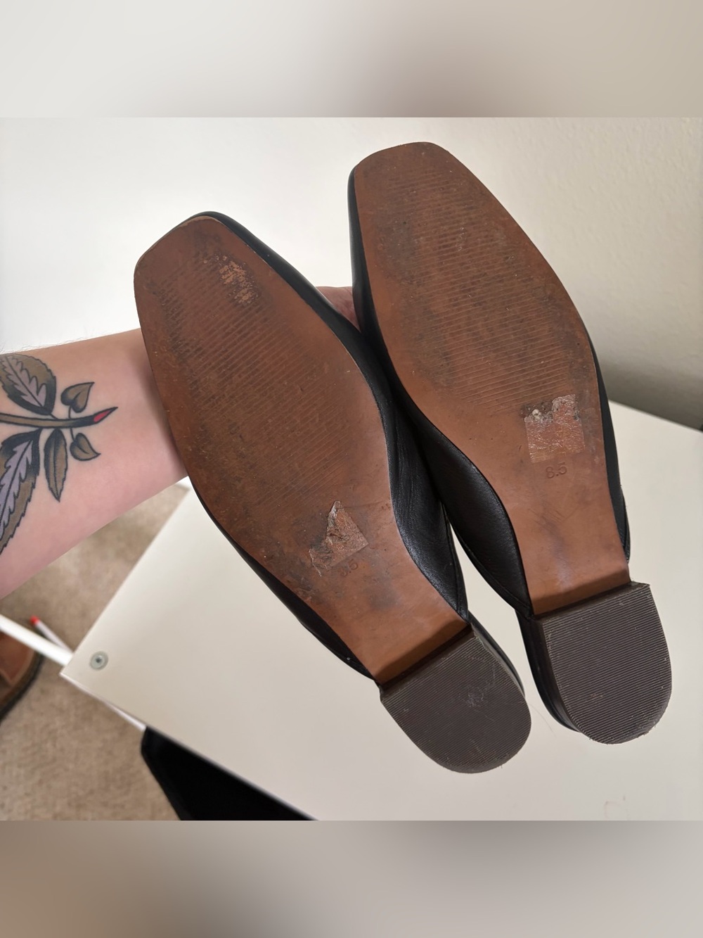 Madewell Adelina Black Leather Slip-On Women's Mules Flats - Picture 3 of 4